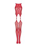 Mesh Catsuit Met Jarretel Design - Rood