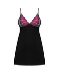 Obsessive - Rosenty Babydoll & String - Zwart/Paars