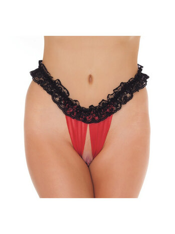 Amorable by Rimba - Open String - One Size - Zwart / Rood