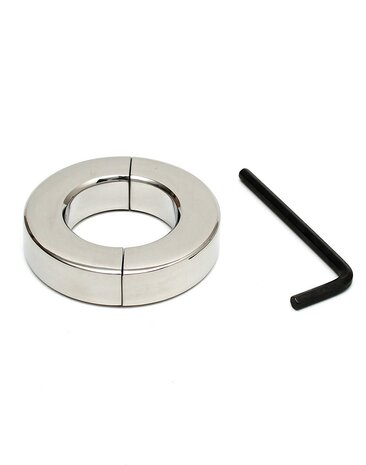 Rimba Bondage Play - RVS Ballstretcher met inbussleutel (hoogte 1.5 cm)