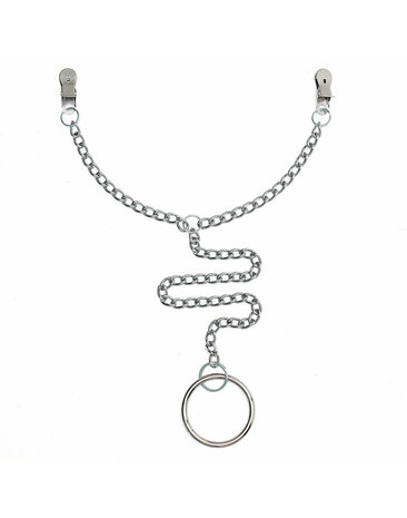 Rimba - Tepelklemmen met Ketting en cock ring &Oslash; 50 mm.