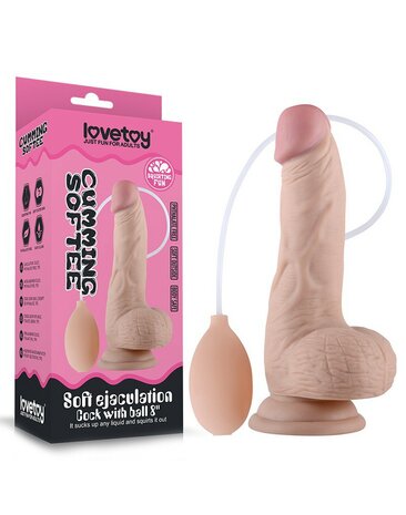 Love Toy - Soft Ejaculation Cock met testikels 20 cm - Squirting Dildo - Nude