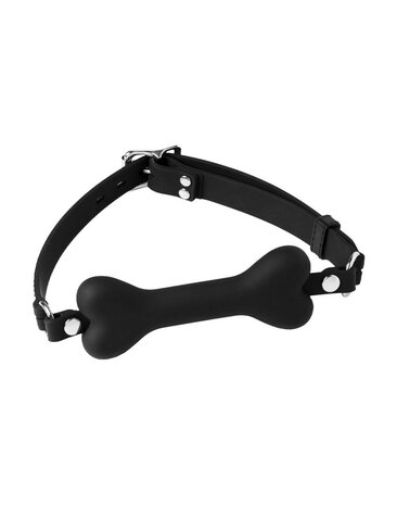 Rimba Latex Play - Mondknevel met hondenbot - Zwart