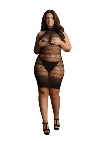 Lingerie Jurkje met Kant en Hoge Nek - Plus Size