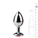 Metalen buttplug met roze kristal - zilverkleurig