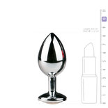 Metalen buttplug met transparante diamant - zilverkleurig