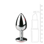 Metalen buttplug met roze steen - zilverkleurig