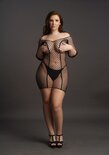 Duo Netmouwen Mini Jurk - Plus Size