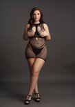 Duo Net Open Cup Mini Jurk - Plus Size
