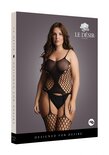 Jarretel Net Bodystocking met Grote Gaten - Plus Size