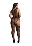 Contrast Grove Net Bodystocking met Jarretel - Plus Size