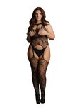 Bodystocking met Kanten Jarretel en Ronde Hals - Plus Size