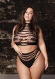 Carpo XLVI - Tweedelige Set met Col, Crop Top en Slip - Plus Size