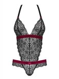 Rossita Kanten Body - Zwart/Rood