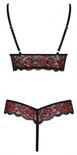Kanten Stringbody Met Open Kruisje - Zwart/Rood