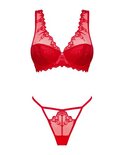 Lonesia Kanten BH Set Met Sexy Slip - Rood