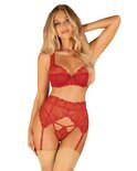 Lonesia Kanten BH Set Met Sexy Slip - Rood
