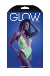 SPOTLIGHT - Body van Elastisch Kant met Drukknoopsluiting - Neon Groen
