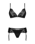 Maderris Romantische set met jarretelgordel - Zwart