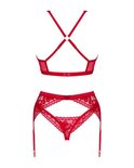 Lacelove Romantische set met jarretelgordel - Rood