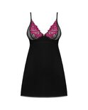 Obsessive - Rosenty Babydoll & String - Zwart/Paars