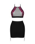 Obsessive - Rosenty Top & Skirt - Zwart/Paars
