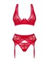 Lacelove Romantische set met jarretelgordel - Rood