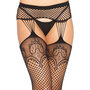 Netstof Panty Met Jarretel Look - Zwart